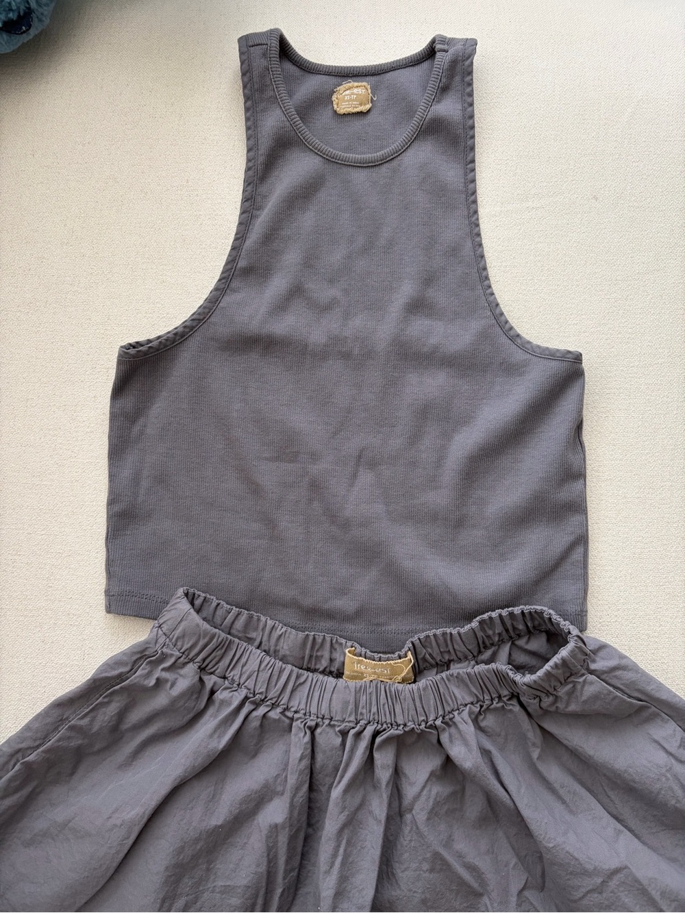 Free People Kids Slate Gray Cropped Tank Set